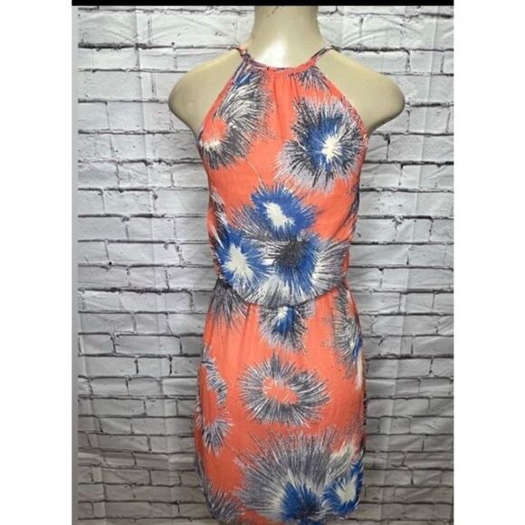 Anthropologie Womens Orange Keyhole Neckline Sleeveless Halter Dress Size Small - Picture 3 of 8